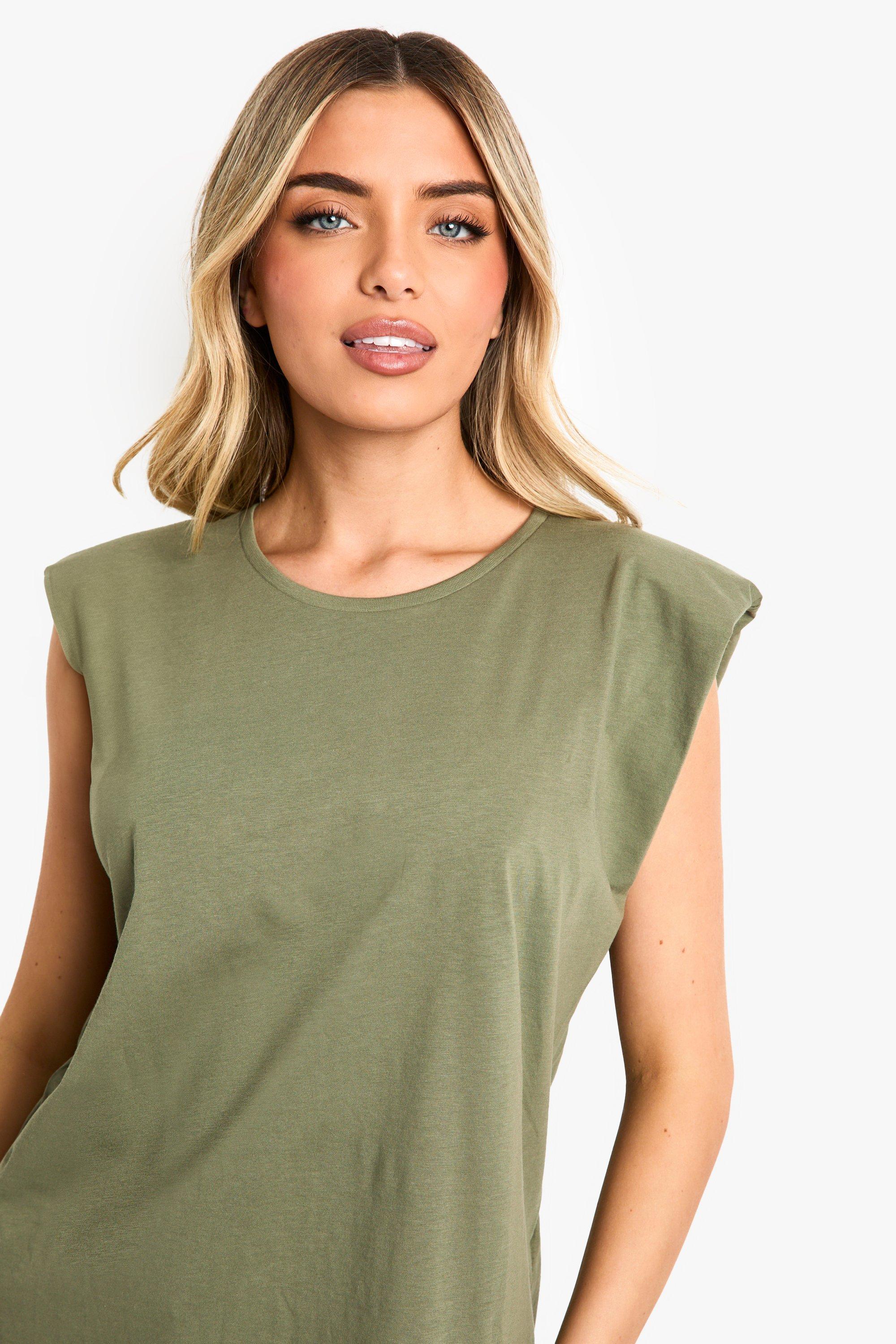 Shoulder Pad Sleeveless t shirt boohoo