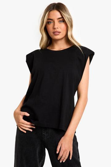 Mouwloos T-Shirt Met Schouderpads black