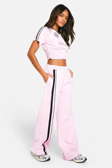 TRICOT SIDE STRIPE STRAIGHT LEG JOGGER pink