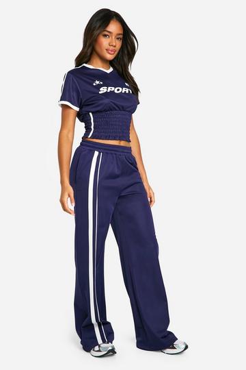 TRICOT SIDE STRIPE STRAIGHT LEG JOGGER navy