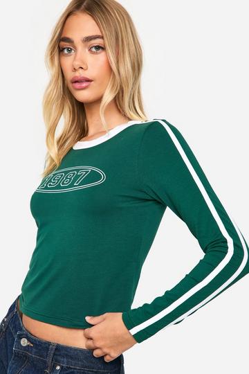 1987 STRIPE LONG SLEEVE TSHIRT dark green