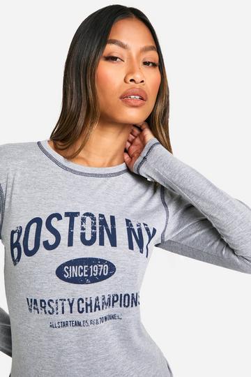 Boston T-Shirt Met Lange Mouwen grey marl