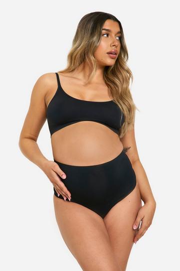 Black Maternity Seamless Bump Support Thong