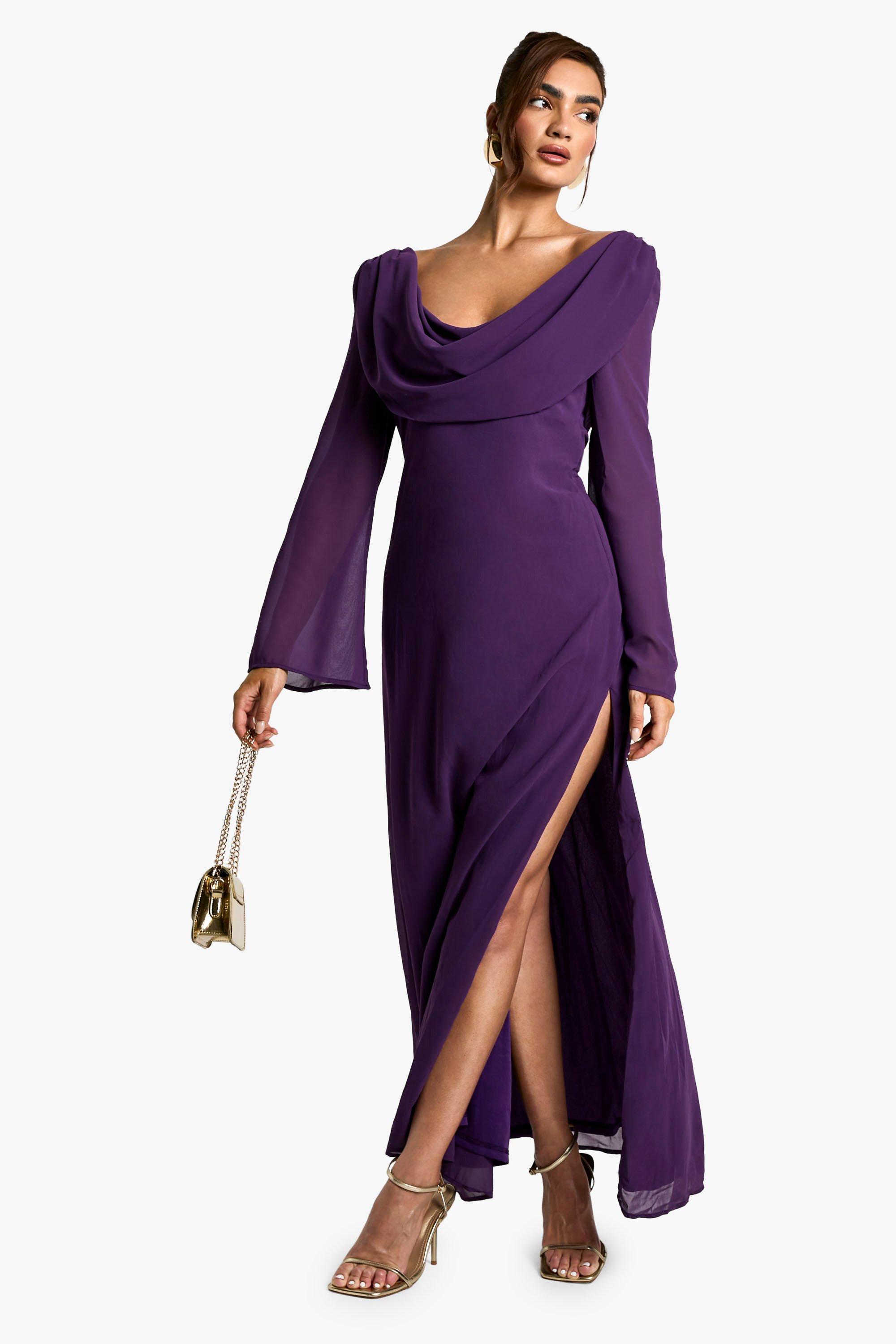 Purple chiffon dress best sale