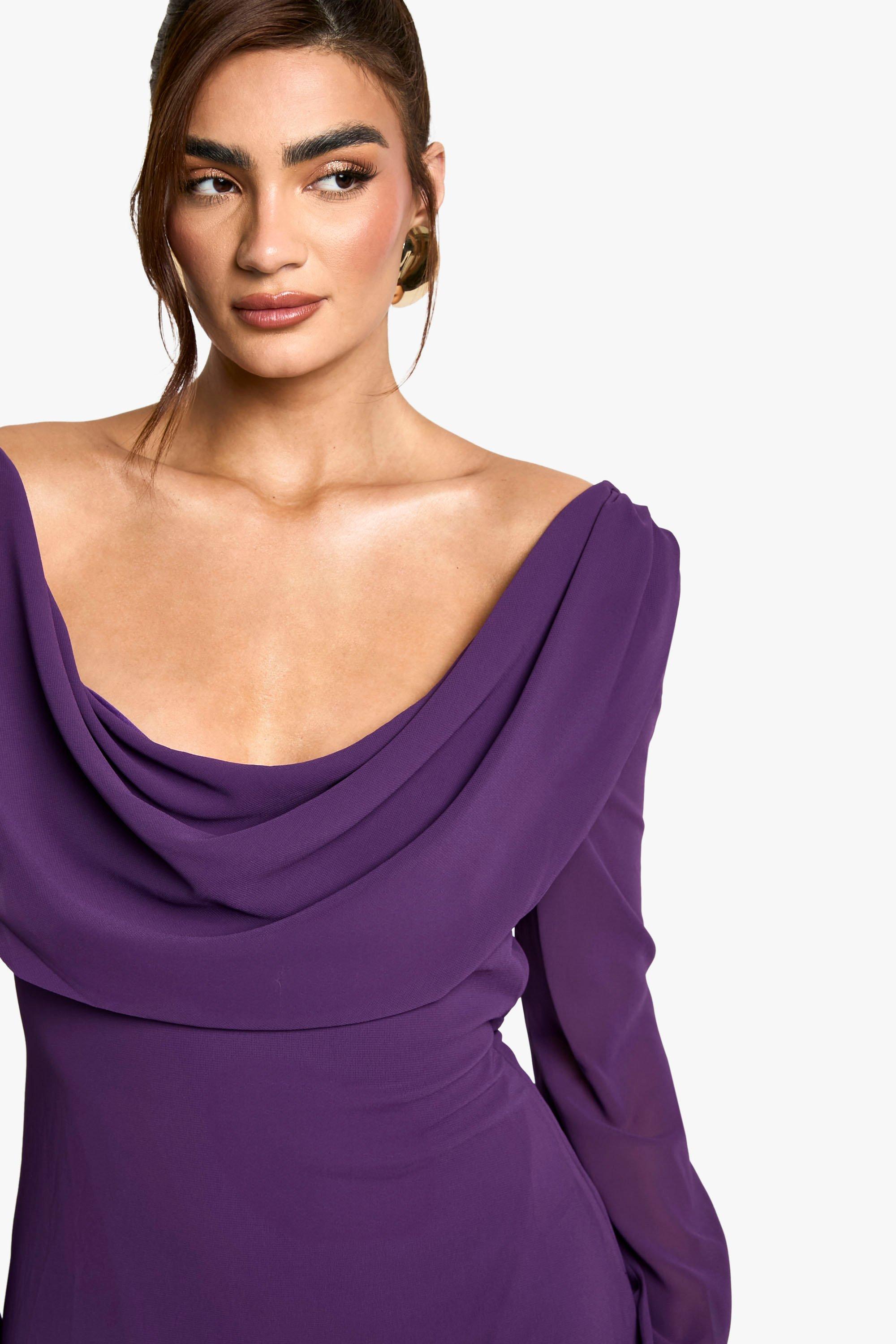 Purple maxi dress boohoo hotsell