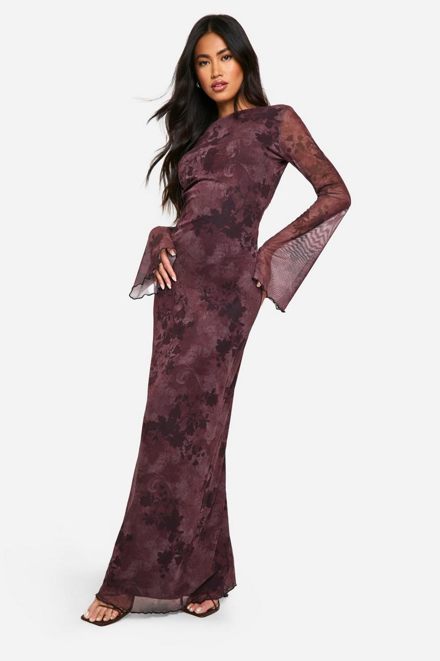 Lace Long Sleeves Floral Patterned Mesh Dress Lace Long Sleeves Floral Patterned Mesh Dress