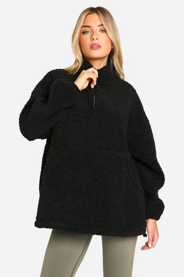 Borg Half Zip Oversized Sweatshirt black