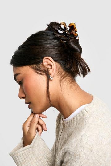 Tortoise Flower Hair Clip brown