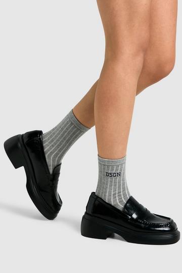 DSGN Studio Embroidered Crew Socks grey