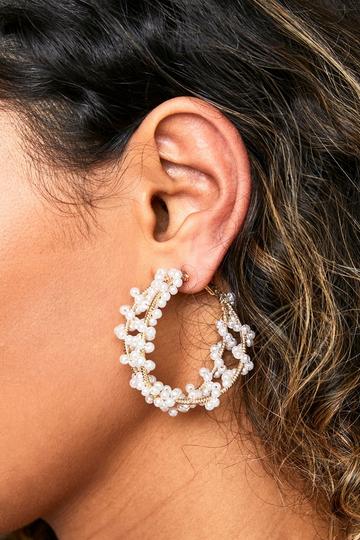 Statement Scattered Pearl Hoop Earrings pearl