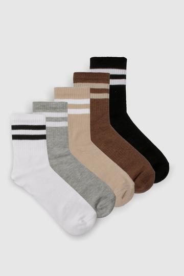 Tonal Stripe Sport Socks 5 Pack multi