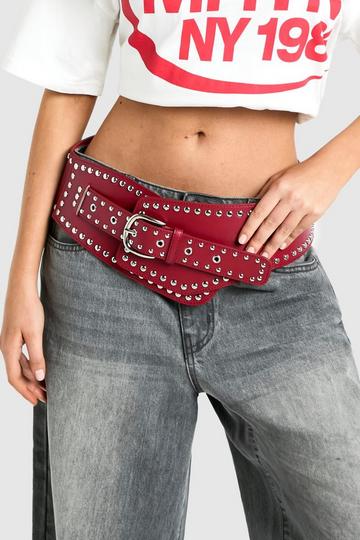 Cherry Red Studded Sash Belt cherry