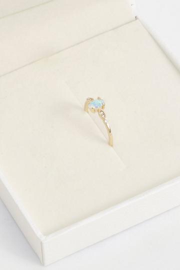 Gold Plated Opal Stone Detail Ring gold