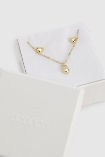 Gold Plated Delicate Heart Earring and Necklace Gift Set gold