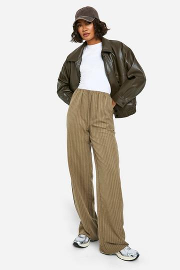 Tall Stripe Wide Leg Drawstring Trouser brown