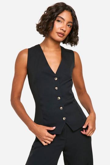 Tall Woven Tailored Waistcoat black