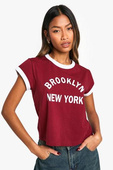 Burgundy Red BOSTON RINGER T-SHIRT