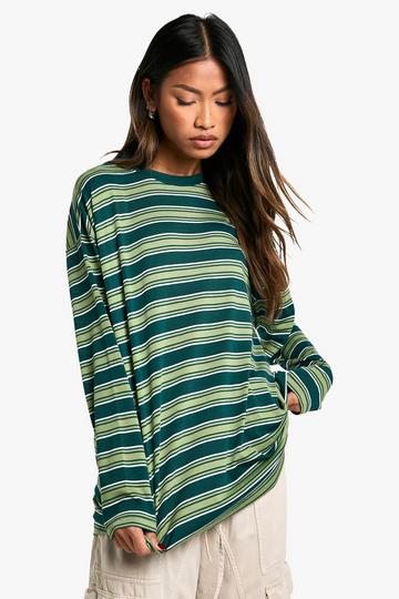 LONG SLEEVE STRIPE OVERSIZED TSHIRT green