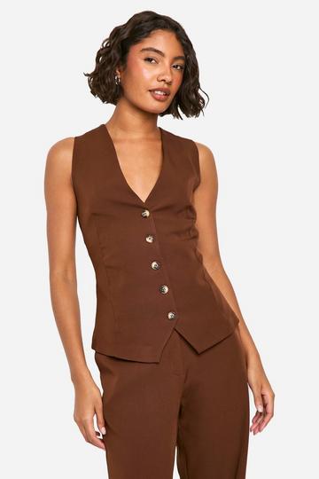 Tall Woven Tailored Waistcoat chocolate