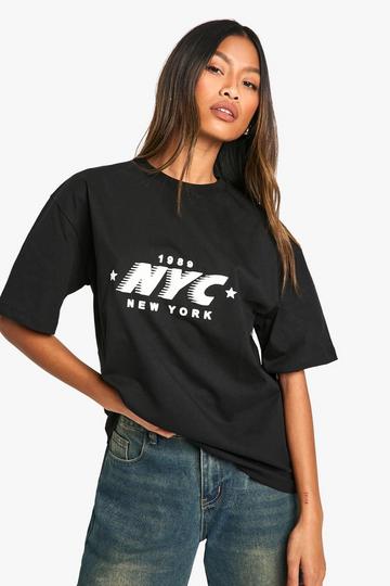 Black NYC Oversized Stripe T-shirt