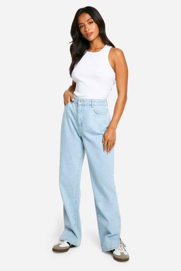 Petite Jeans Met Hoge Taille En Split light blue