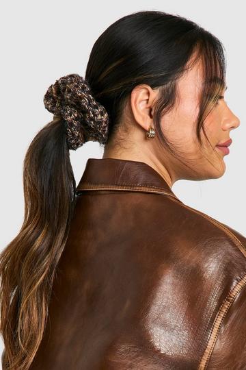 Fluffy Knitted Scrunchie mocha