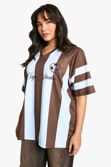 PLUS STRIPE DSGN SCRIPT FOOTBALL JERSEY chocolate