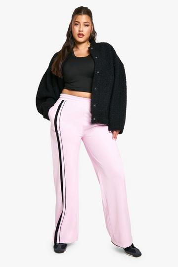 Plus Tricot Joggingbroek Met Zijstreep baby pink