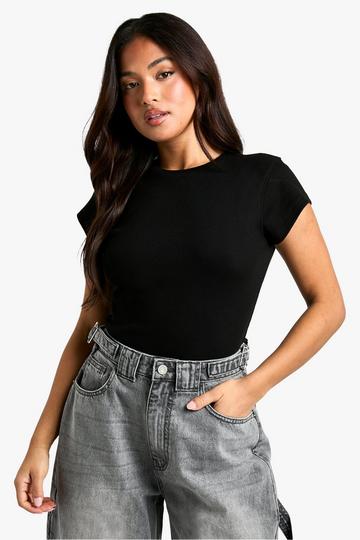 Petite Basic Bodysuit Met Korte Mouwen En Crewneck black