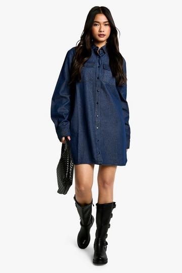 Denim Oversized Shirt Dress indigo