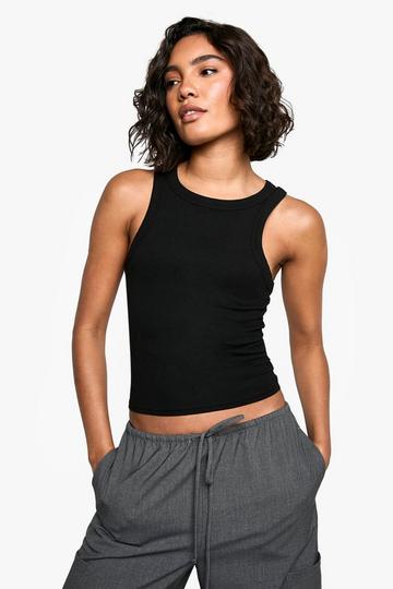 Black Tall Basic Racer Crop Top