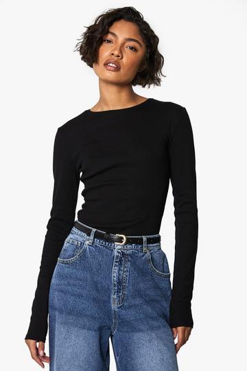 Tall Basic Crew Neck Long Sleeve Bodysuit black