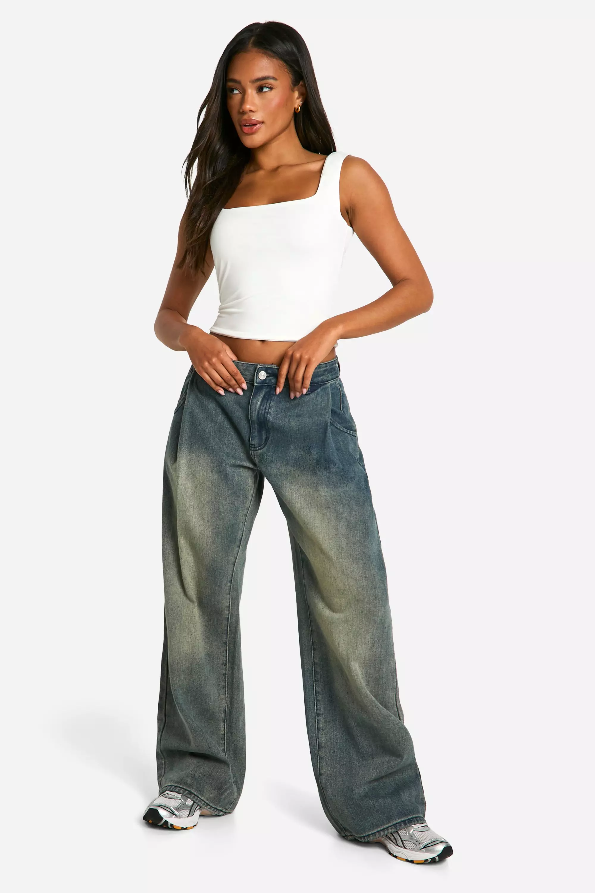 White Double Layer Slinky Square Neck Crop top alternative image