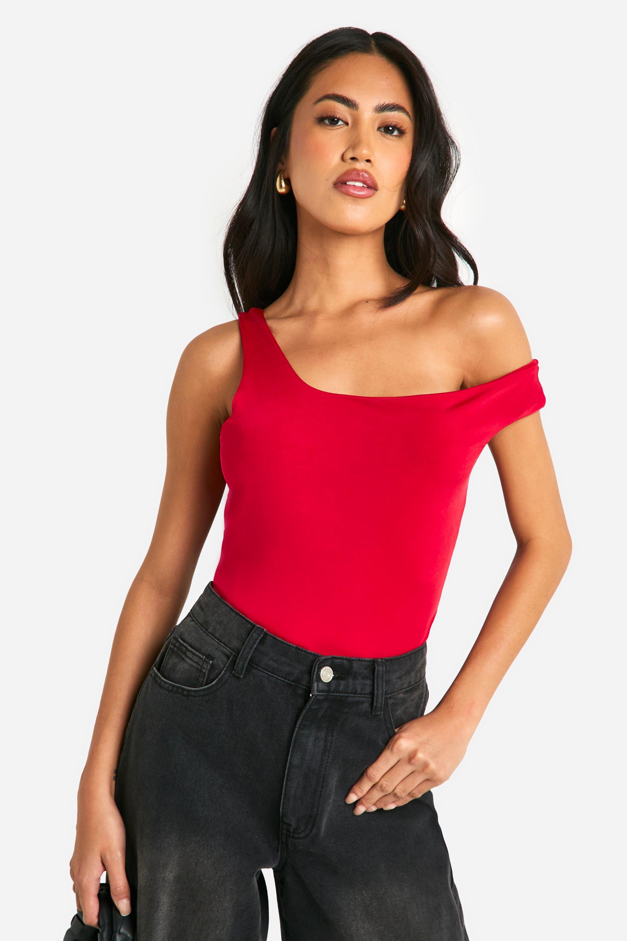 Double Layer Slinky Off Shoulder Bodysuit boohoo