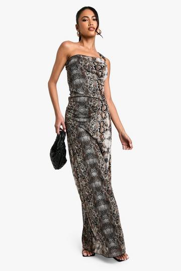 Snake Print Gold Trim Maxi Dress snake