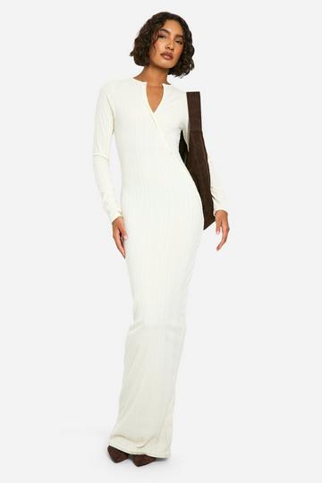 Tall Brushed Rib Button Down Maxi Dress cream