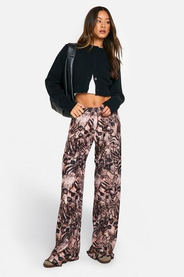 Tall Plisse Dierenprint Wide Leg Broek animal