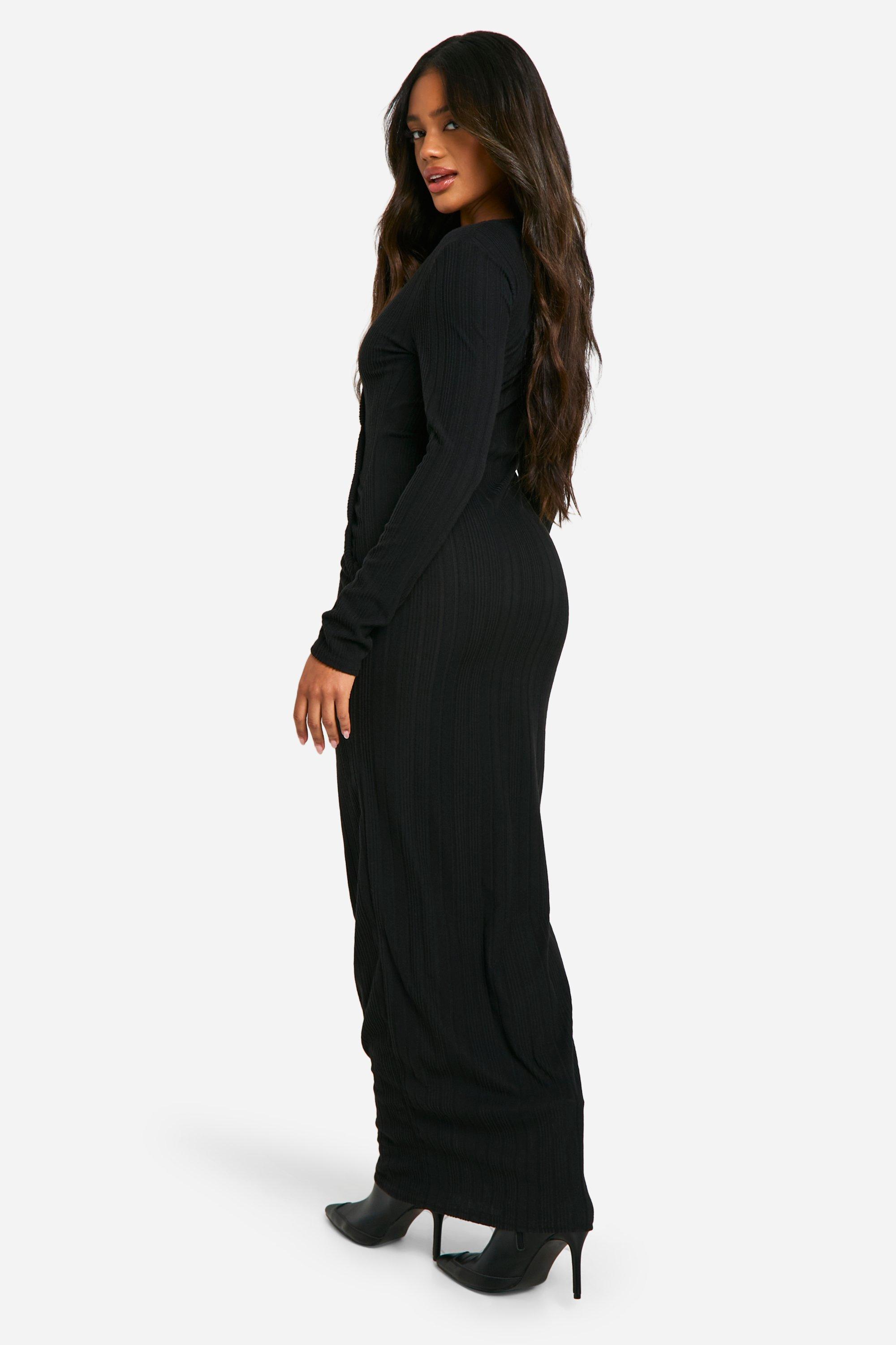 Brushed Rib Button Down Maxi Dress boohoo DK