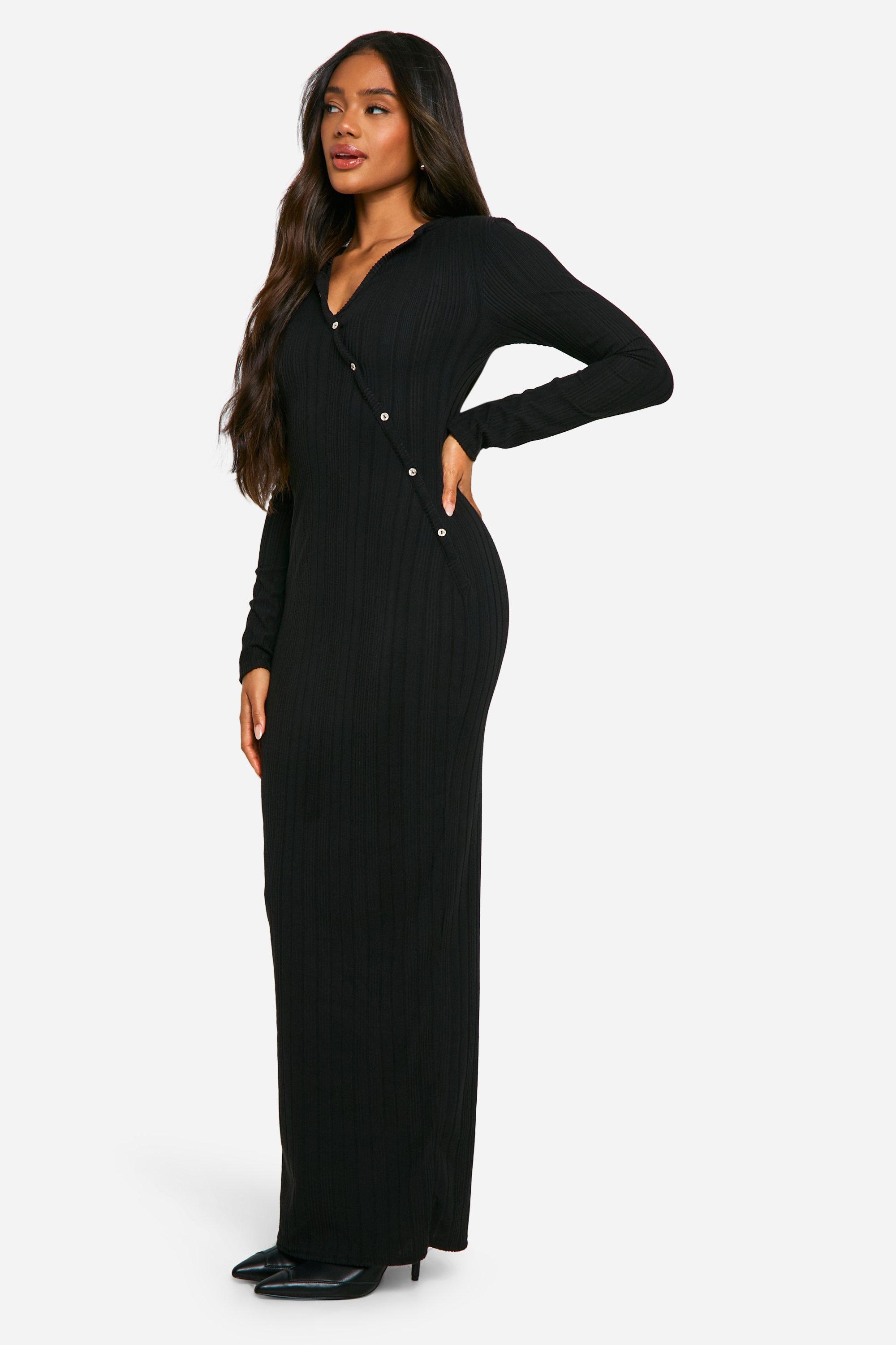 Black button maxi dress hotsell