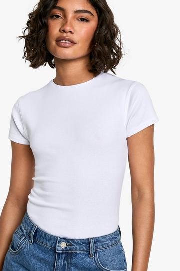 White Tall Basic Short Sleeve Crew Neck Tshirt Bodysuit