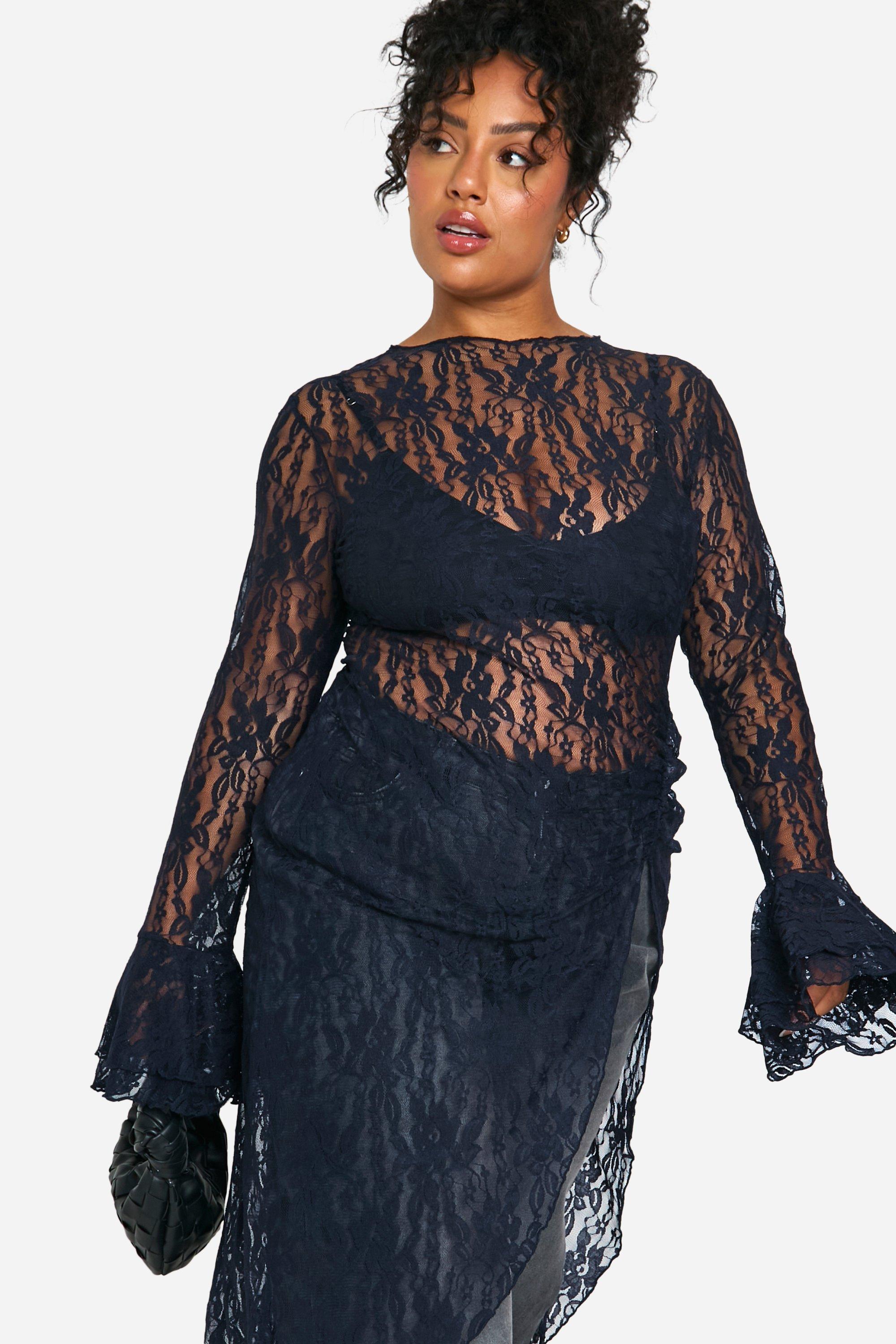 Top de encaje transparente hotsell