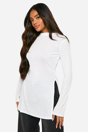 Sheer Funnel Neck Maxi Top white