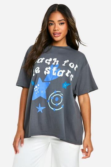 Reach For The Stars Graphic Printed Oversized T-shirt charcoal