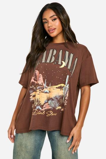 Alabama Printed Graphic Oversized T-shirt chocolate