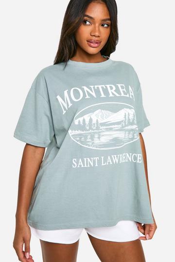 Montreal Printed Graphic Oversized T-shirt sage