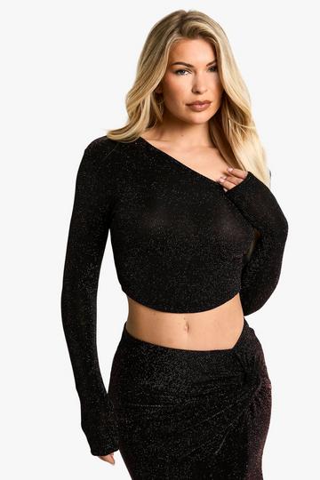 Rose Gold Glitter Asymmetric Top rose gold