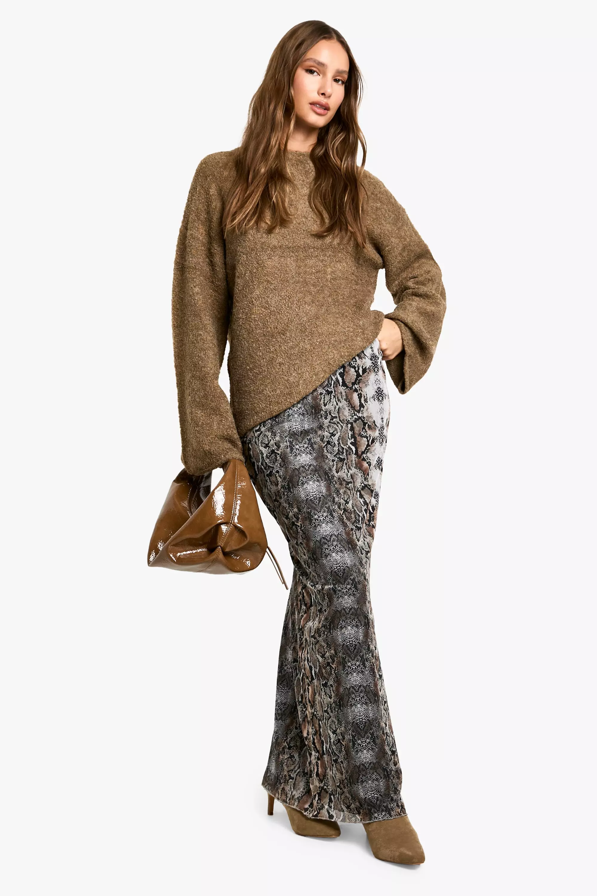 snake print mesh maxi skirt alternative image