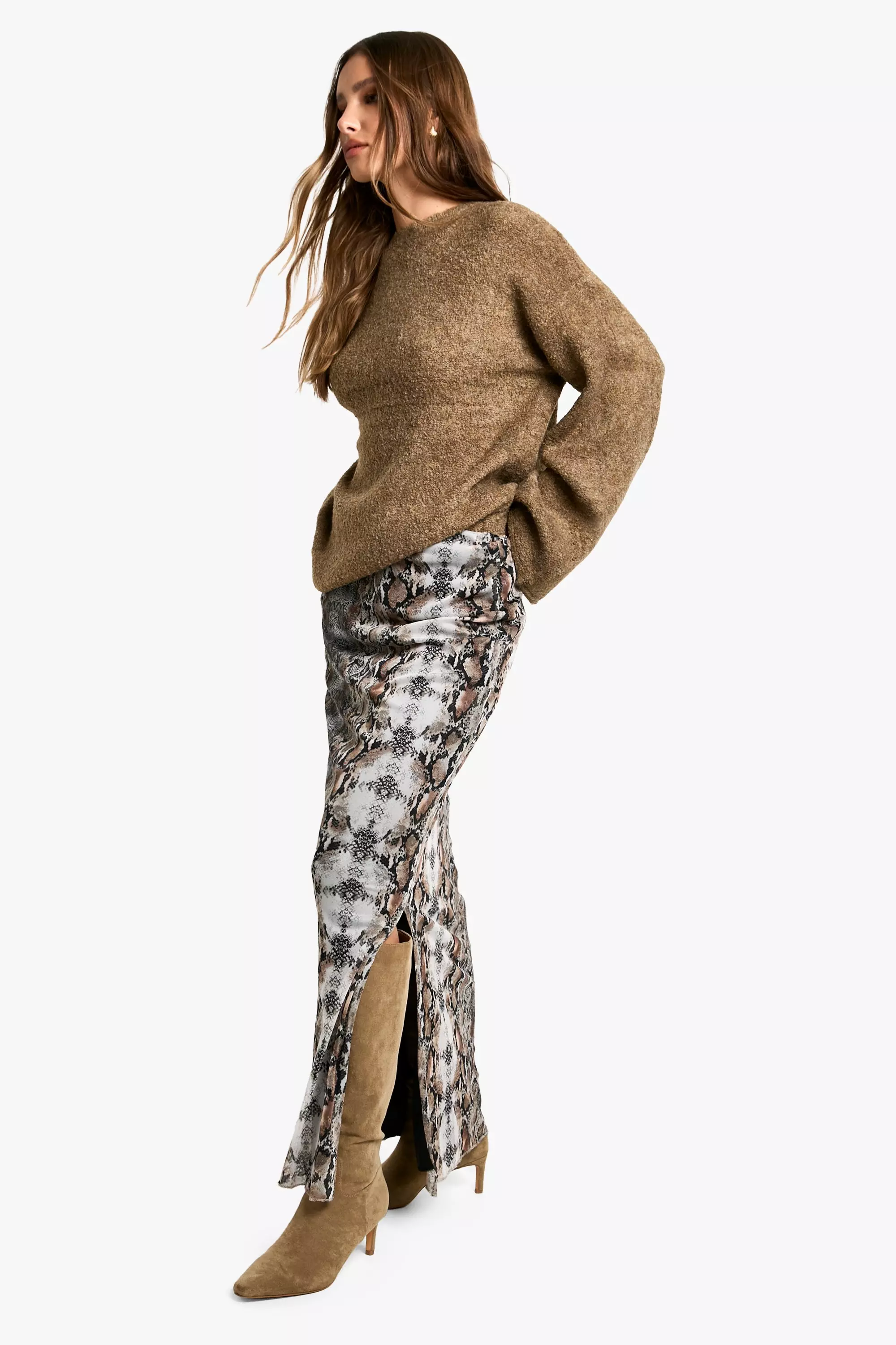 snake print mesh maxi skirt alternative image