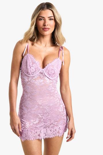 Lace Button Detail Baby Doll lilac