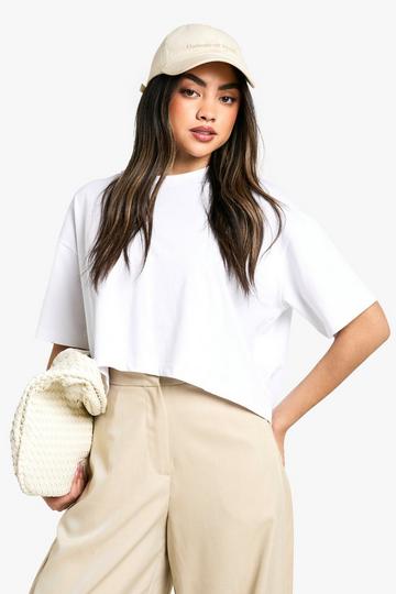 Boohoo Basics Oversized Cropped T-Shirt white